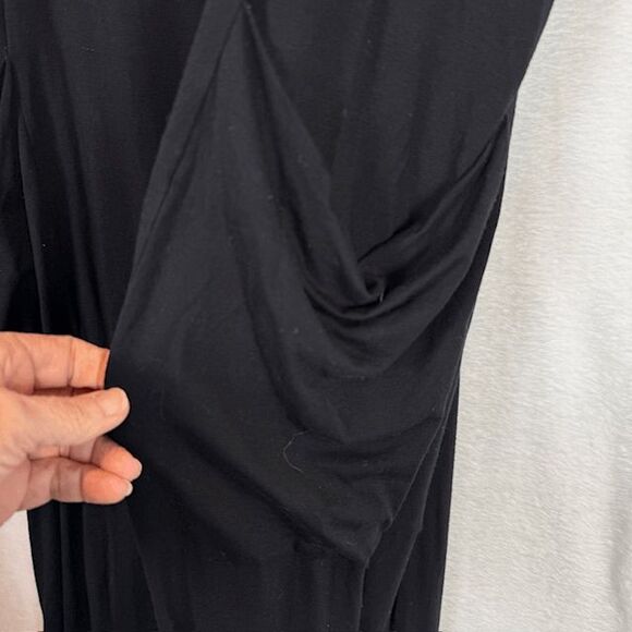 Eileen Fisher Viscose Stretch Jersey Cropped Jumpsuit Black Side Pockets Size 1X - Picture 3 of 12